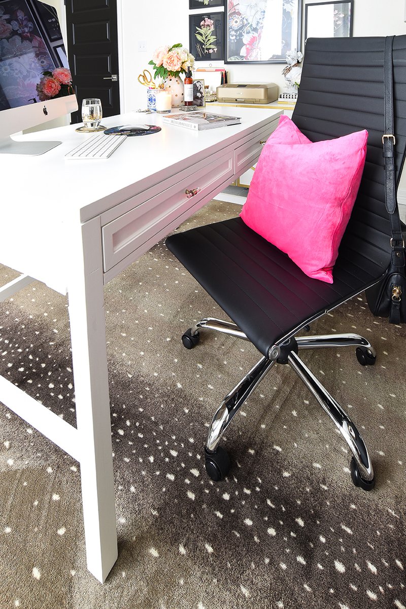 office white desk and pattern rug