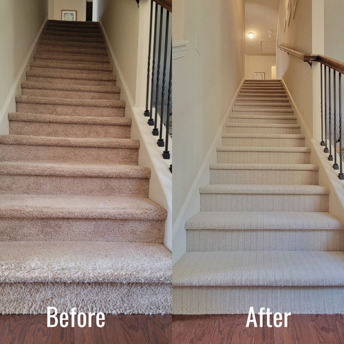 Before and after stairs by Marquis Floors in Lilburn, GA